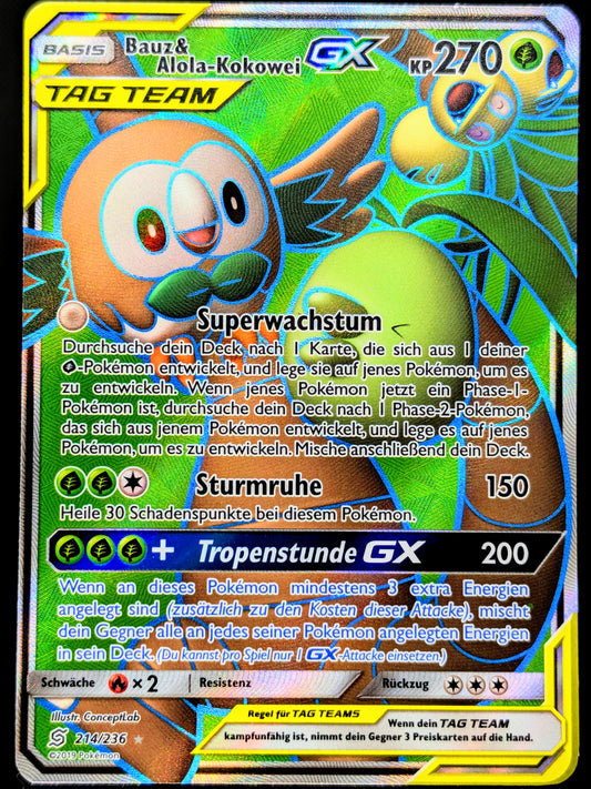 Bauz & Alola-Kokowei GX Tag Team Full Art 214/236 DE