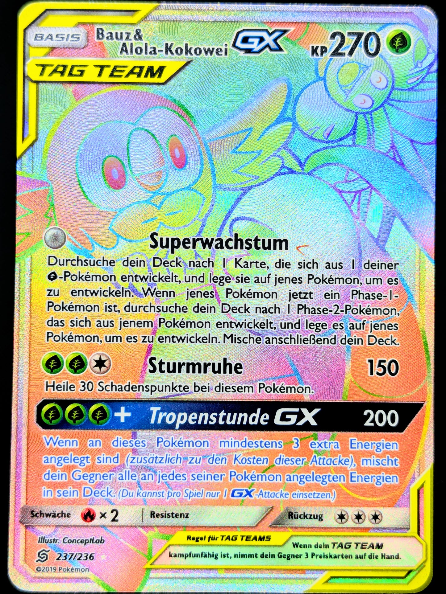 Bauz & Alola-Kokowei GX Tag Team Rainbow 237/236 DE