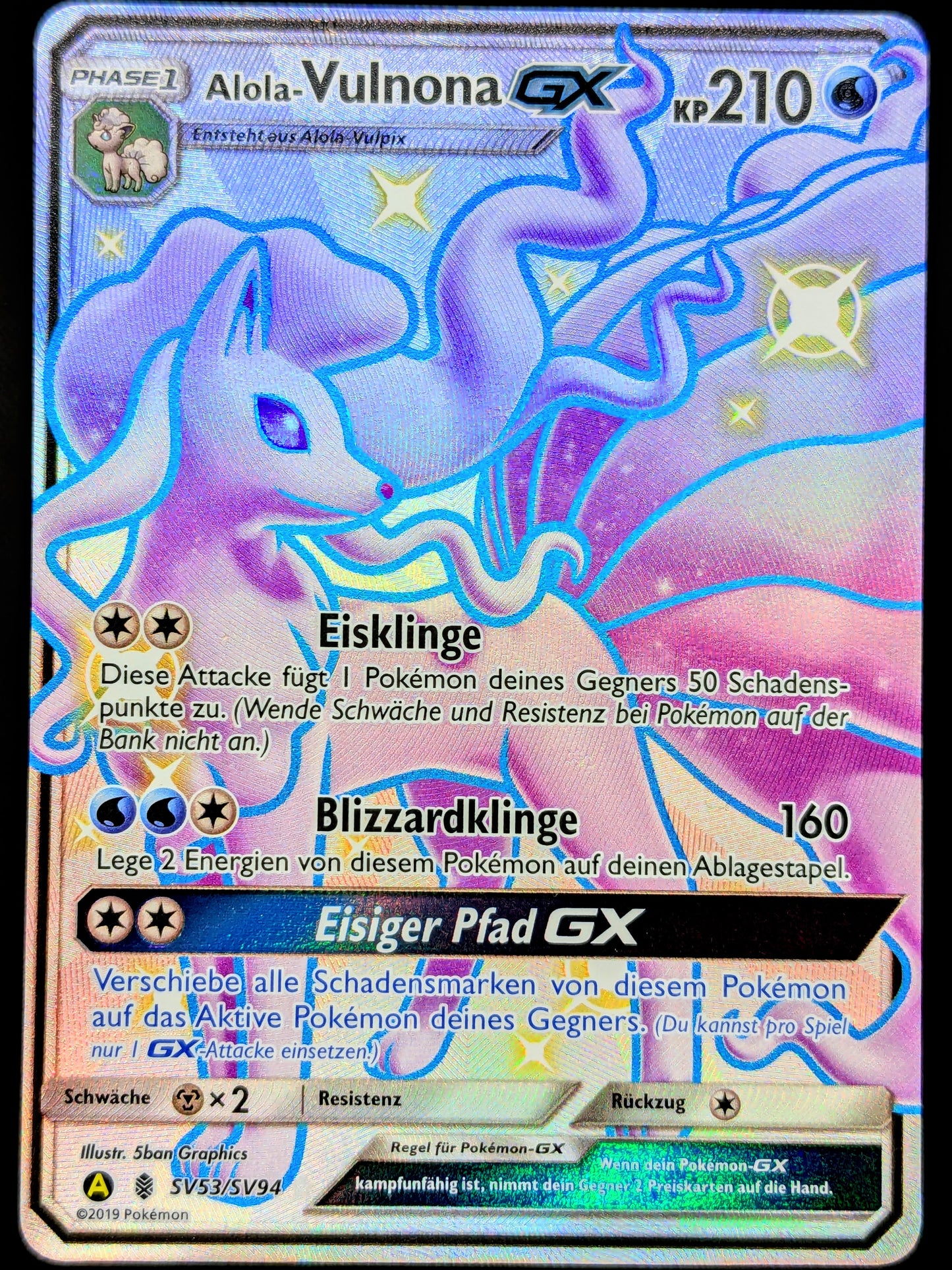 Alola-Vulnona GX Shiny Full Art SV53/SV94 DE