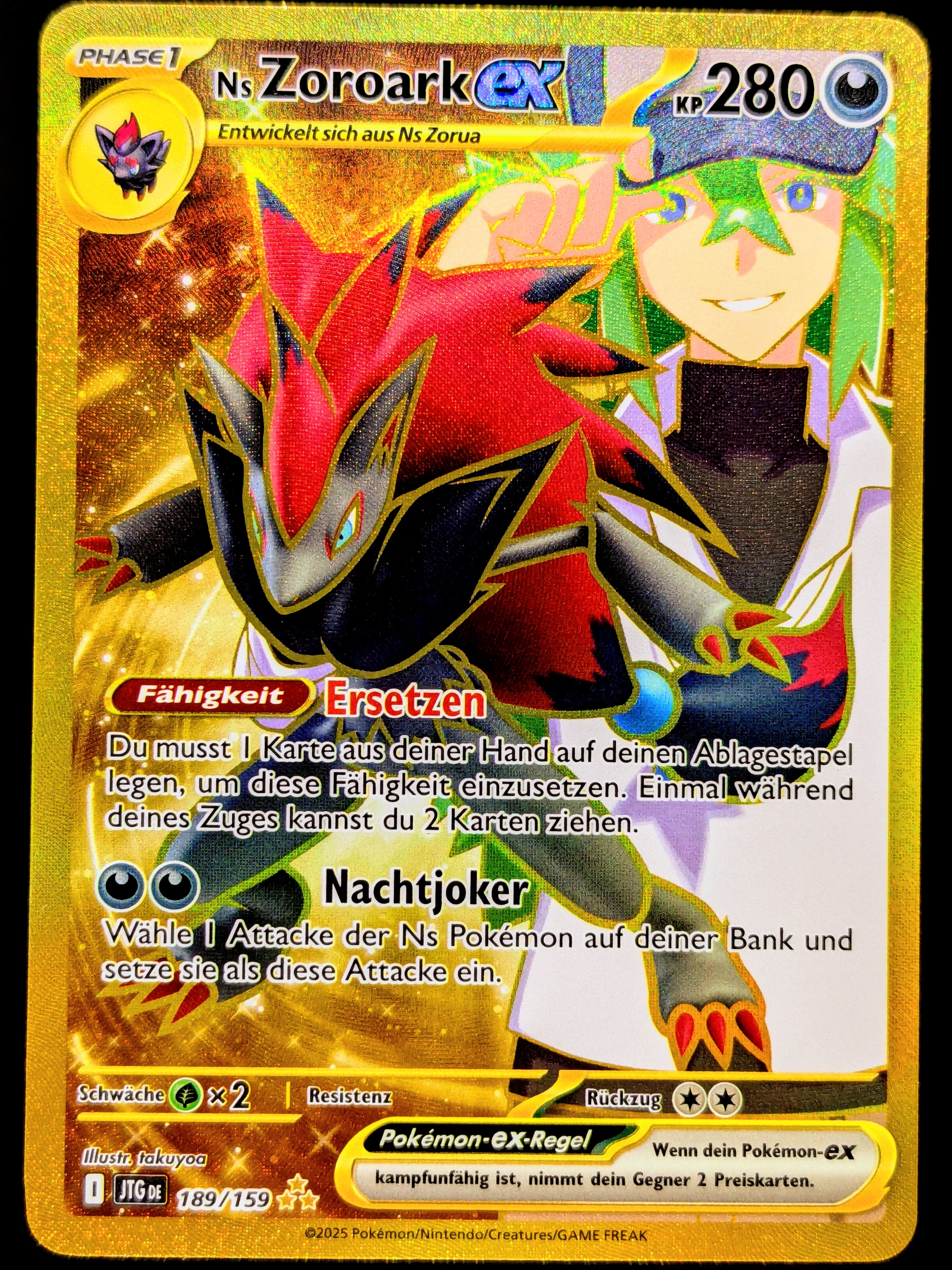 golden zoroark pokemon card N's ex 2025 Scarlet & Violet: Journey Together #189/159 Hyper Rare (Secret) Price Guide the official authentication and grading ensure this card remains a verified mainstay of your growing collection. N's Zoroark EX Gold Hyper
