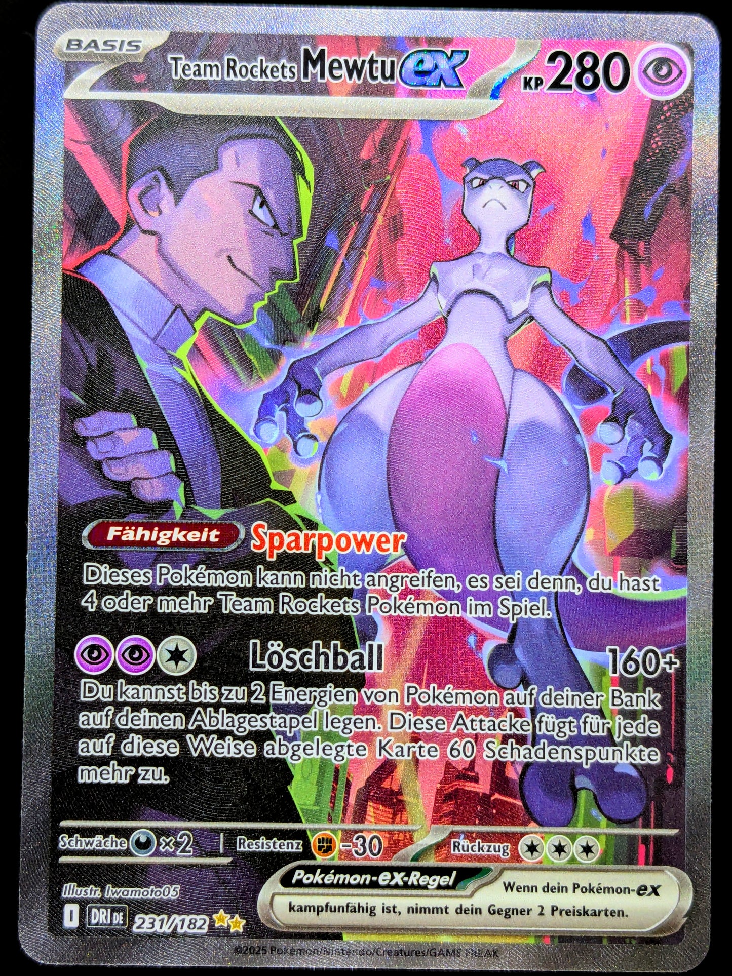 Team Rockets Mewtu Ex 231/182 Special Illustration Rare DE