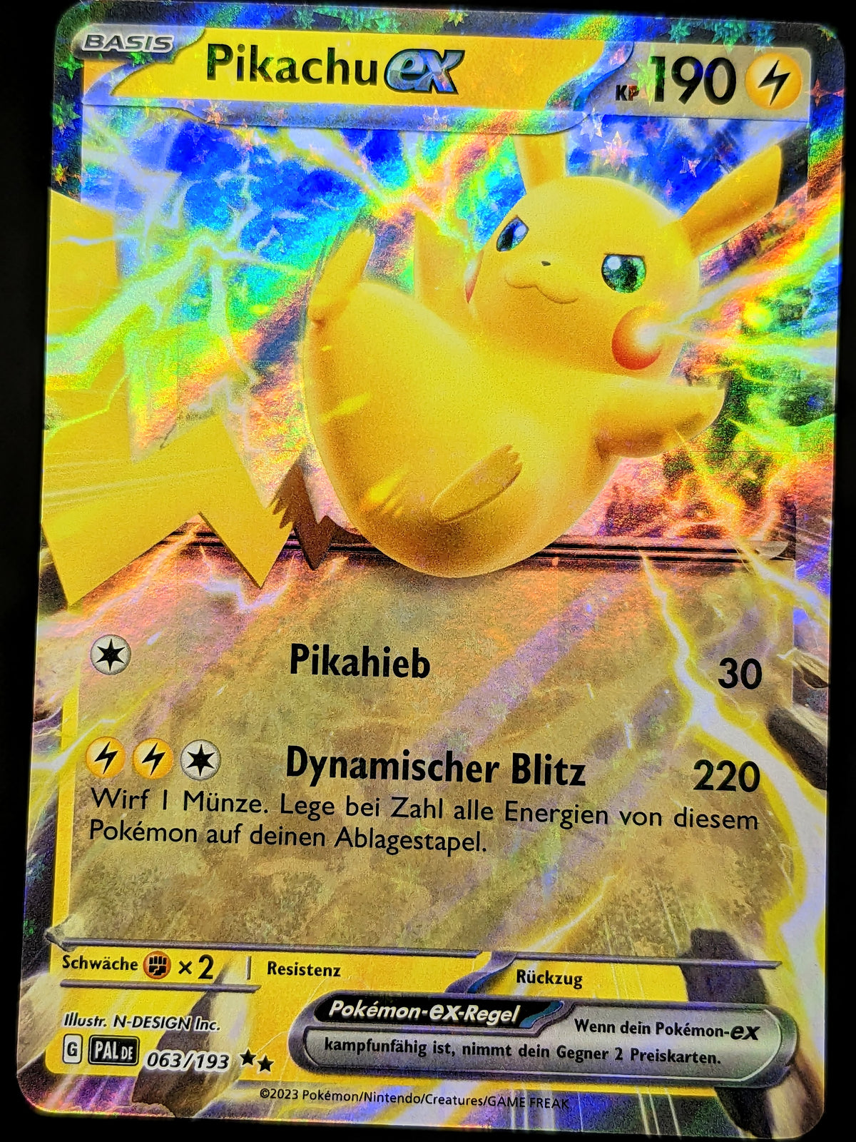 Pokémon Pikachu Ex 063/193 – Paldea Evolved Double Rare – Carte à Collectionner Authentique