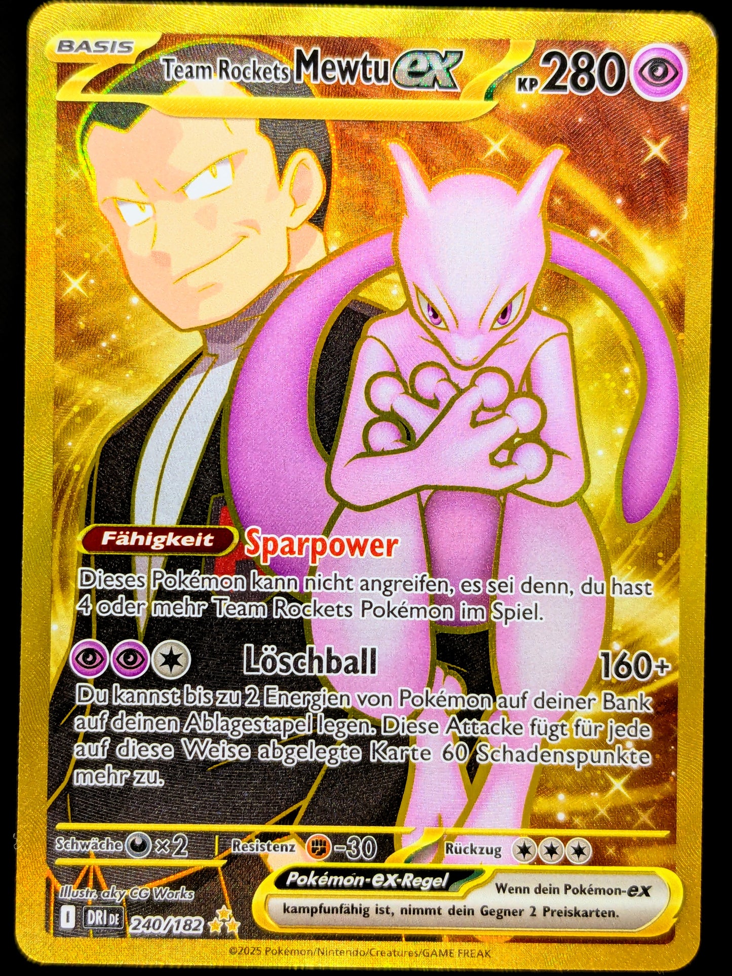 Team Rockets Mewtu Ex Gold 240/182 DE