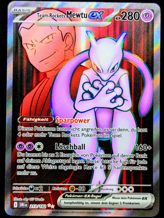 Team Rockets Mewtu Ex Full Art 213/182 DE