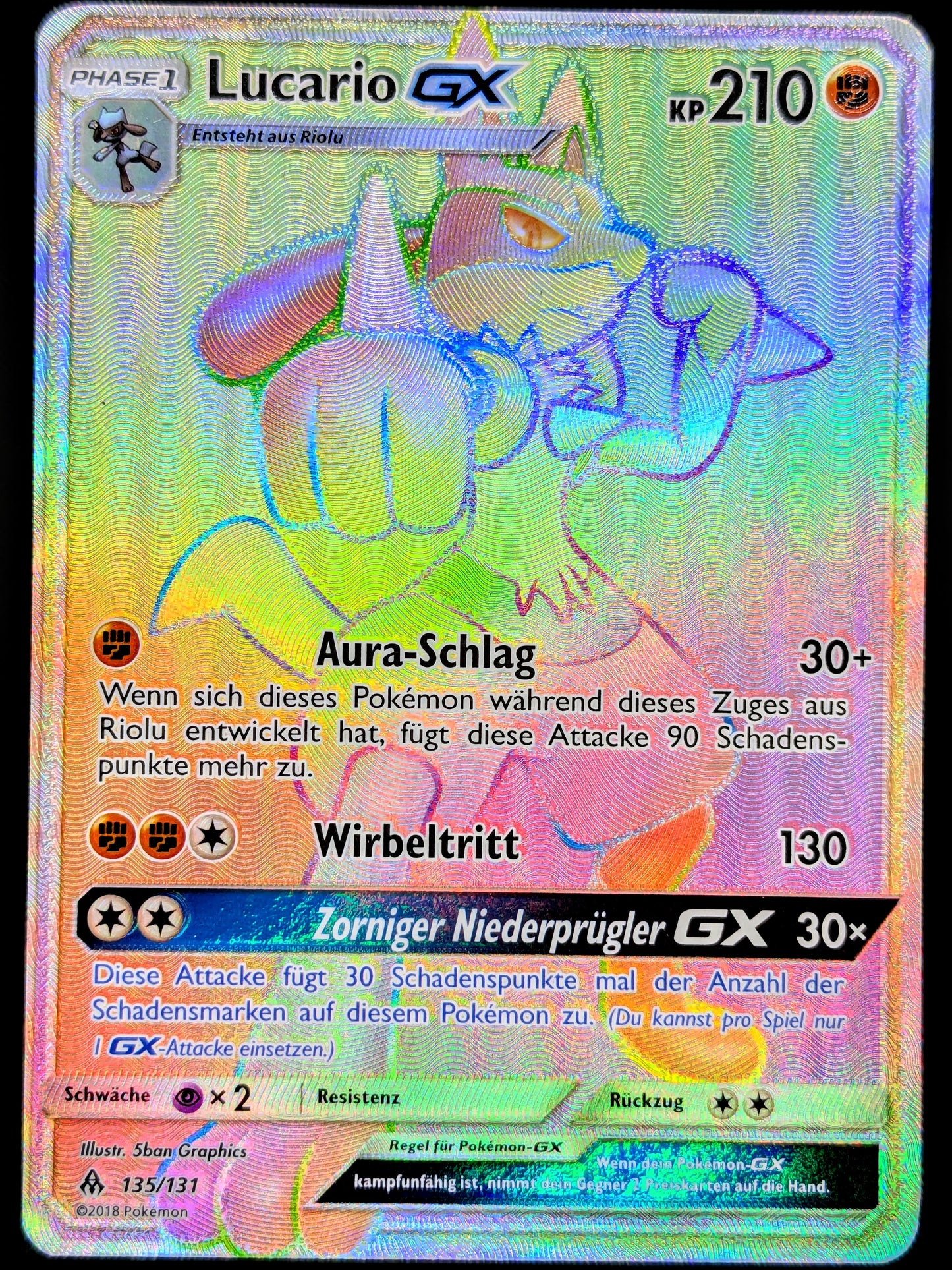 Lucario GX Rainbow 135/131 DE