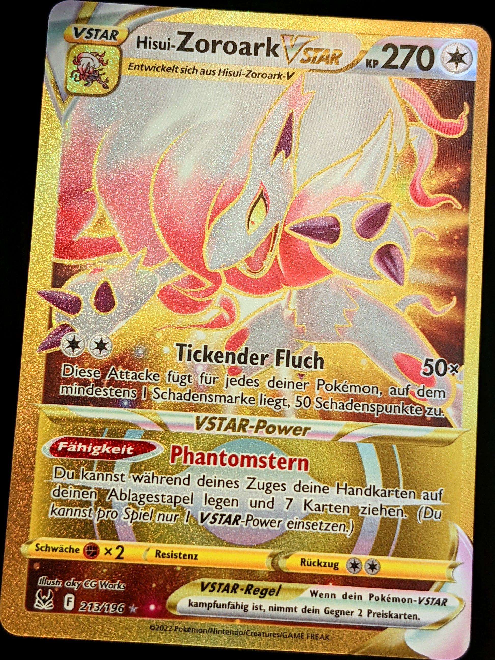 golden zoroark pokemon card Hisui-Zoroark VStar Gold 213/196 DE – Deckshop.de